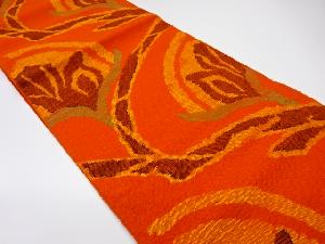 リサイクル　手織真綿紬草花模様織出し名古屋帯